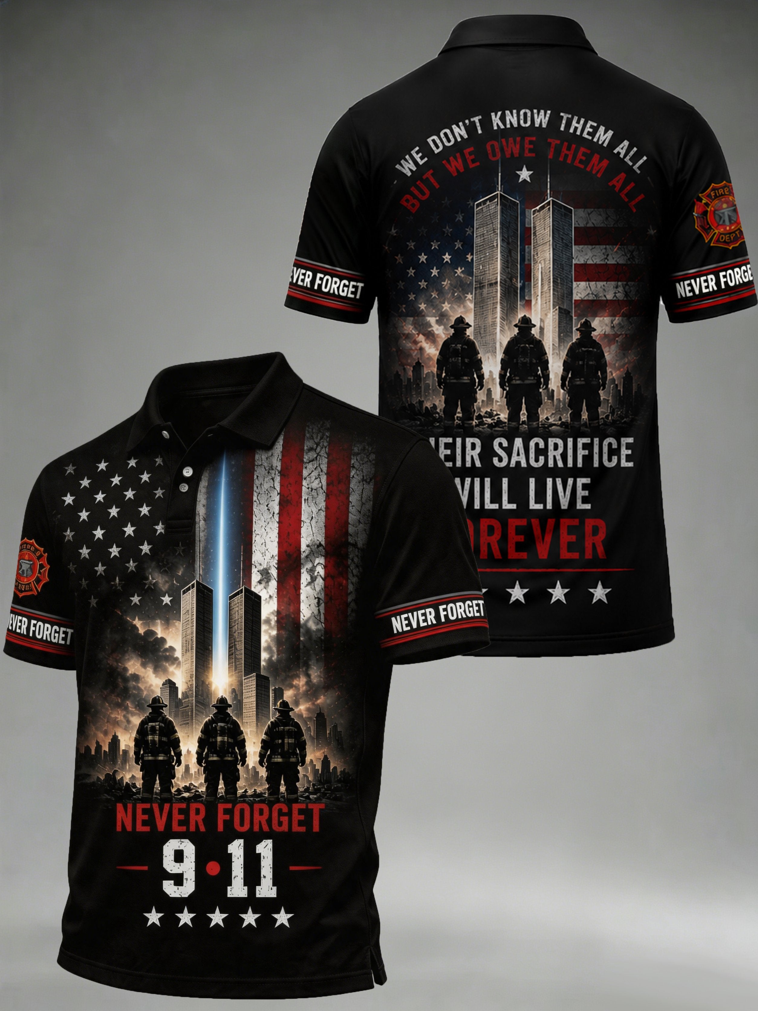 Men's 9.11 Never Forget Print Casual Polo